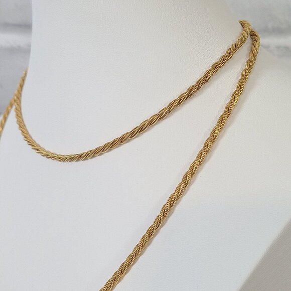 Monet Necklace Gold Tone Rope Wrap Chain Twisted - Picture 2 of 11